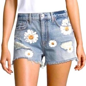 7 for all of Mankind painted daisy shorts